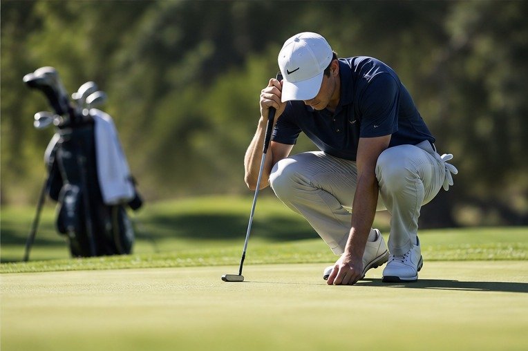 College golfer practicing golf