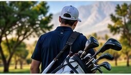 Young golfer practicing golf